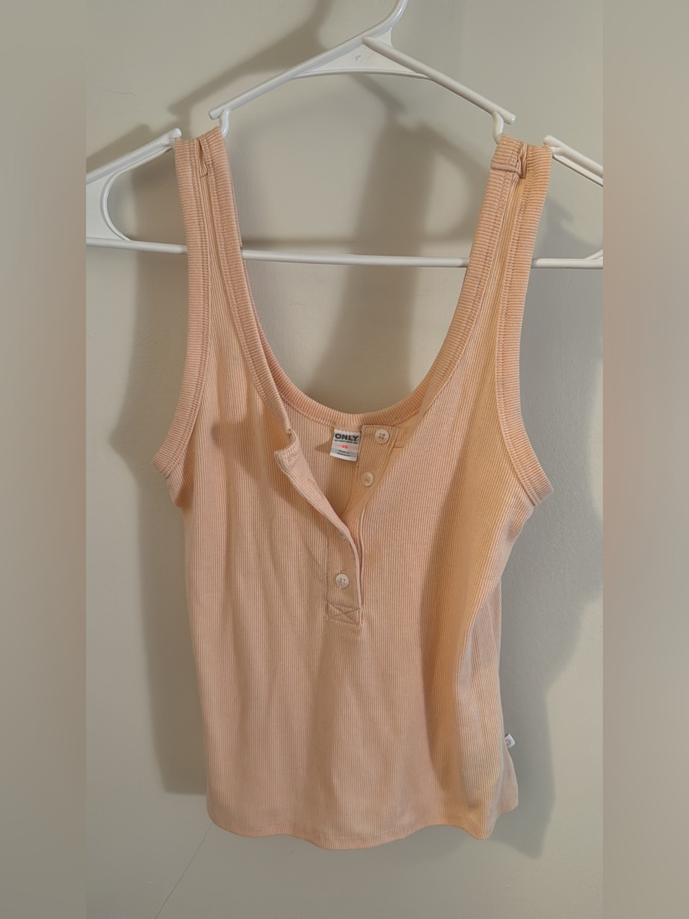 aerie Peach Ribbed Scoop Tank Top